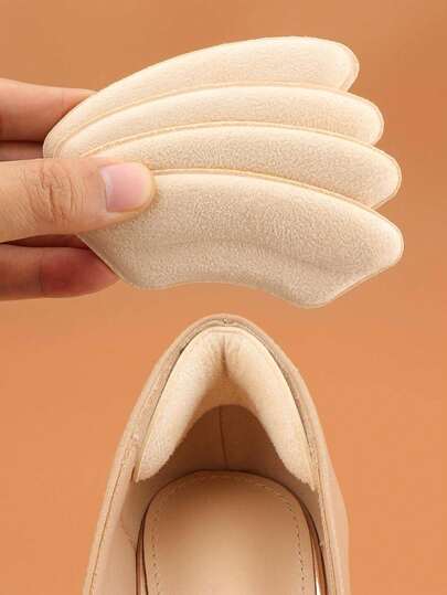 2pairs Minimalist Heel Anti Wear Stickers, Beige Polyester Elegant For Pumps Women High Heels And Men Sneakers Shoes Summer Daily Wear, Winter Gift Ideas