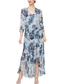 Alex Evenings Vestido Largo de Gasa Estampado con Chal Vestido para Ocaciones Especiales para Mujer - Real - Ver 10