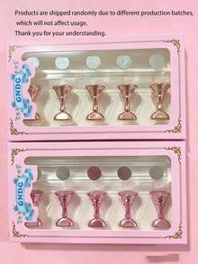 Y2K 12pcs Rose Gold Nail Art Display Set, Includes 2 Acrylic Bases And 10 Practice Stands, Suitable For Nail Art Display, Practice And Beginner DIY Home Nail Art - Multicolor - View 9
