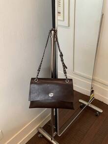 Premium Oil Wax Leather Chain Bag 2026 Spring New Vintage Distressed Texture Metal Lock Shoulder Crossbody Bag - Coffee - View 8