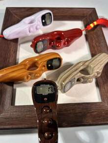 Wood-Grain Pattern Stress Relief Handheld Electronic Counter With Red Tassel Pendant, Multi-Ball Decompression Handle, One-Click Reset Large Screen Digital Display Accurate Tally Counter, Zen Style Multi-Color Portable Anti-Loss Design, Suitable For Buddhist Chanting, Crochet, Meditation, Worship, Home Practice Counting - Multicolor - View 2