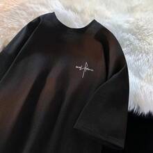 Camiseta de talla para hombre-8XL, transpirable, de manga corta, estilo japonés simple, con estampado de letras, holgada y casual para verano. - Gris - Ver 3