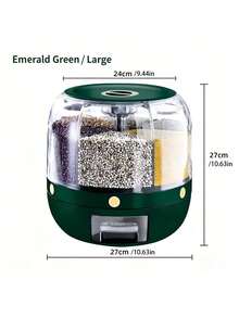 Contenedor de almacenamiento de granos para cocina del hogar, giratorio para cinco granos y granos mixtos, caja de almacenamiento de múltiples compartimentos, contenedor de arroz sellado anti-plagas y anti-humedad para el hogar, contenedor de arroz, plástico, 6 compartimentos, dispensador de contenedor de almacenamiento de granos sellado, contenedor de almacenamiento giratorio 360°, dispensador de alimentos de 6 compartimentos, dispensador de alimentos giratorio 360°, dispensador de granos de arroz de un solo toque, contenedor de almacenamiento de arroz redondo, dispensador de granos, frijoles, arroz, cacahuetes y cebada - Multicolor - Ver 15