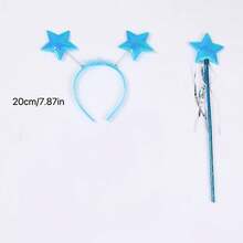 1 Set 2pcs Star Fairy Magic Wand With Princess Headband, Performance & Photography Props, Halloween Costume Gift, Birthday Party Gift, Gathering Gift - Multicolor - View 2