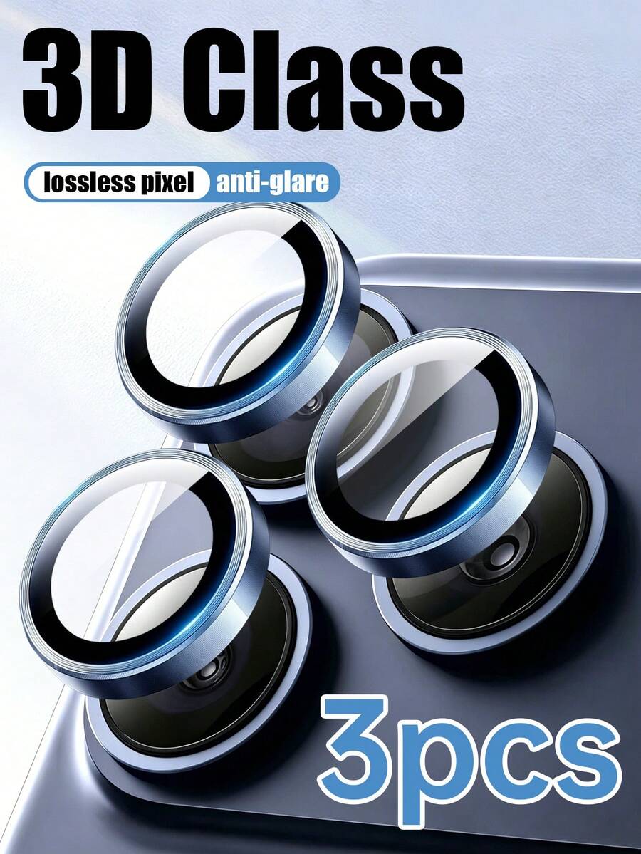 Yezodawee 3 pièces/Set Film protecteur d'objectif de caméra haute définition transparent, convient pour iPhone 17 Pro Max/17 Pro/17/Air/16e/16Pro Max/16Pro, anti-rayures, dureté 9H, installation sans bulles, livré avec autocollant anti-poussière, offre la protection nécessaire, bleu - Bleu azur - Voir 1