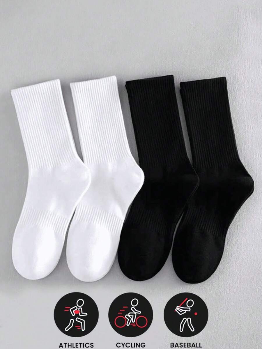 5 Pairs Unisex Wool Blend Sports Socks, Suitable For Autumn/Winter Outdoor Sports And Casual Wear, Couple Basketball Socks - Multicolor - View 1