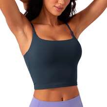 CRZ YOGA Butterlift Sujetador Deportivo de Cuello Redondo para Mujer - Tirantes Ajustables en La Espalda - Rojo Profundo - Ver 10