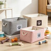 Foldable Fabric Pet Toy Storage Basket, Large Capacity Pet Toy Storage Box With Comfortable Handle, Foldable, Suitable For Accessories, Toys, Coats And Clothing - Multicolor - View 3