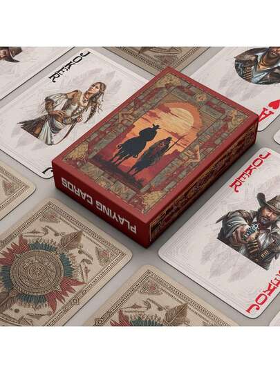 YFOPEN Karty do gry w stylu western cowboy, łączące klasyczne motywy kowbojów, stodoły i zachodniej pogranicza, o bogatej vintage teksturze. Idealny wybór do gier planszowych, kolekcji w stylu western i dekoracji w amerykańskim stylu.
