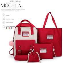 Shendy Vendy Backpack With Large Capacity, 5-Piece Set Fashionable Cool Youth Backpack Pencil Case Laptop School Student - MOD217 紅色 - 查看 1