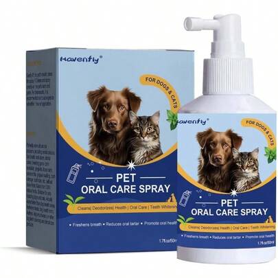 Spray de Limpieza Bucal para Mascotas, Spray de Limpieza de Dientes para Perros y Gatos, Elimina la Placa y el Sarro, Elimina el Mal Aliento, No Se Requiere Cepillo de dientes