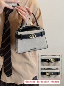 Fashionable Casual Versatile Portable Shoulder/Crossbody/Handheld Contrasting Color Women Small Square Bag - Black - View 2