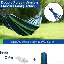 Durable Canvas Patio Hammock - Portable Outdoor Camping Summer Set, Portable Outdoor Hammock - A - View 5