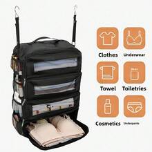 1pc 4-Compartment Storage Bag, Large Capacity Foldable Storage Bag, Suitable For Clothing, Cosmetics And Personal Items, Portable Closet And RV Storage, Suitable For Home, Camping, Business Trip, Hotel Travel, Dorm Storage, Summer Travel, RV Essential - Multicolor - View 11