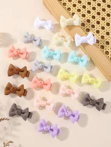 bilicaca 20pcs Mini Bow Hair Clips For Kids, Cute Cartoon Girls Hair Clips Set, Hair Accessories, Full Coverage Clips, No Damage To Hair, Hair Clips Hair Accessories For Girls, Hair Styling, Multi-Color Combination Versatile Headwear Suitable For Daily Wear - Multicolor - View 3