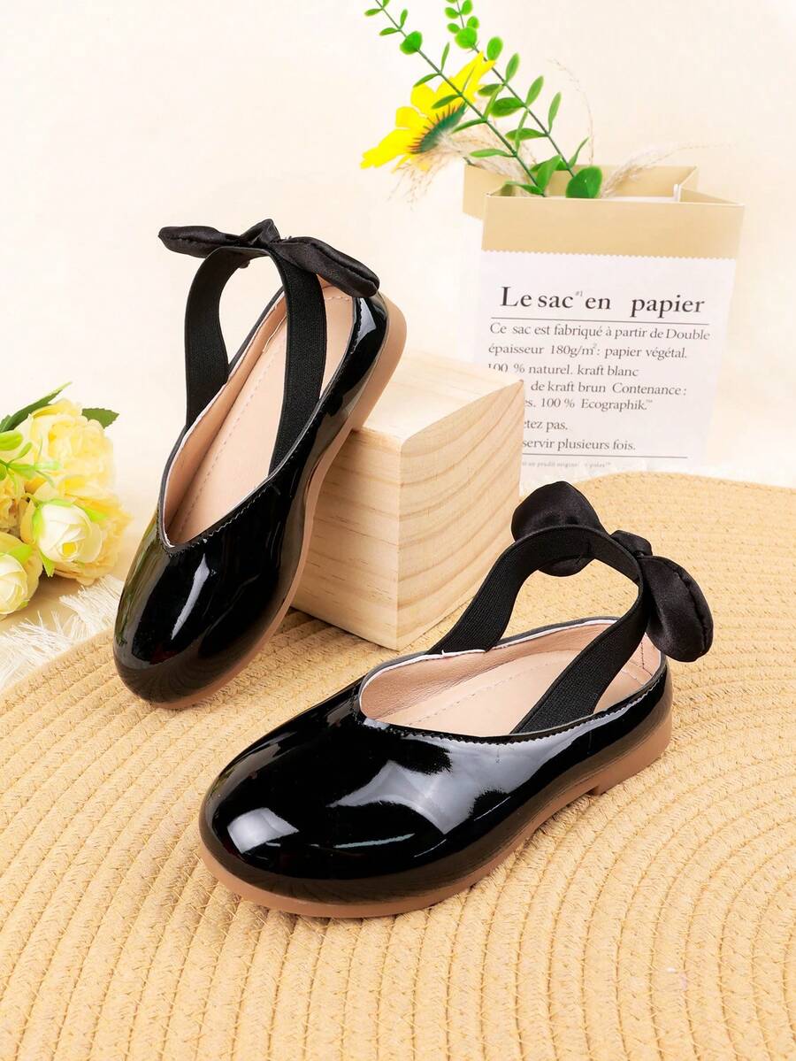 1 Pasang Sepatu Flat Elegan Minimalis Gaya Inggris Warna Polos untuk Anak Perempuan, Cocok untuk Pemakaian Sehari-hari, Musim Semi/Panas - Hitam - View 1