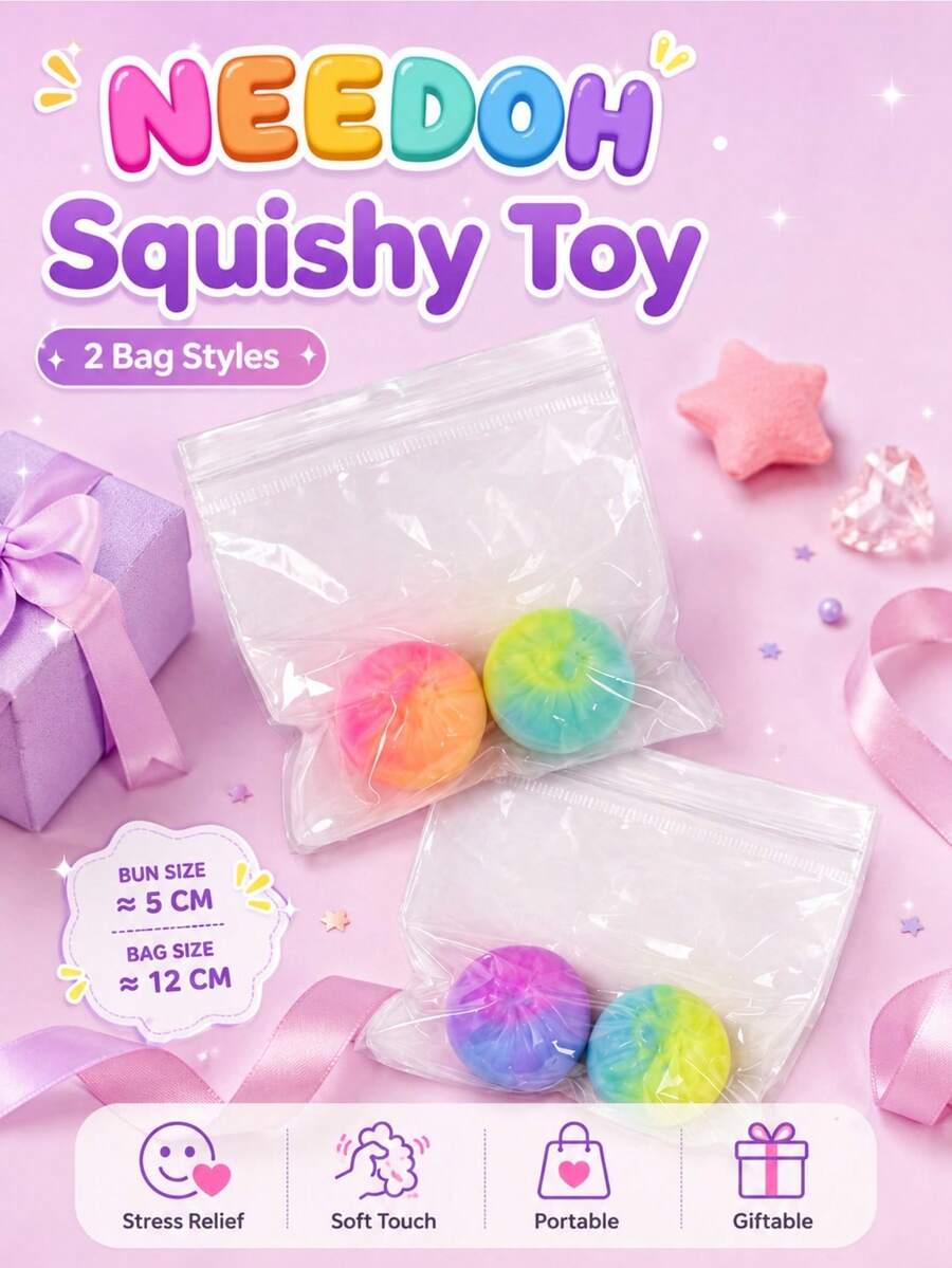 Schylling Juguete Sensorial Squishy Fidget, Juguete de Apretar de Bollo de Gelatina de Cristal Transparente con Degradado Arcoíris, Decoración Calmante de Bolsillo Mini para TDAH & Autismo, Juguete Suave para Alivio del Estrés & Ansiedad, Relleno de Calcetín & Regalo de Fiesta de Aula para Niños, Adolescentes, Niñas & Niños - Multicolor - Ver 1