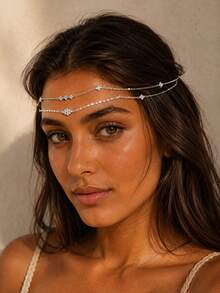 outingfit 1pc Beach Chain Star Flower Head Chain, Bohemian Style Fashion Headpiece Hair Chain, Personalized Women's Jewelry Accessory - FJ2278 - View 11