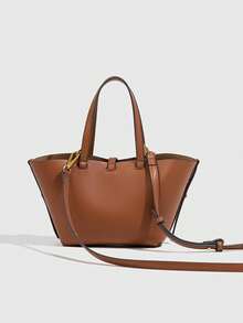 Dedoo Fashion Large Capacity Trapezoid Bag Designer Style Exquisite Lock Shoulder Bag Luxury PU Leather Handbag Premium Underarm Bag (With Gift Bags) - Brown - View 6