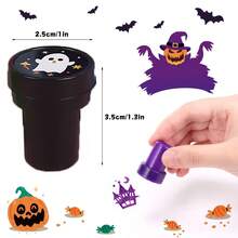 6/12/24/48 Pcs Kit Stempel Otomatis Aneka Warna Halloween dengan 12 Desain Stempel Plastik Berwarna Cerah dan Menyenangkan untuk Anak-anak, Suvenir Pesta Halloween, Pengisi Tas Bingkisan Halloween, Hadiah Kelas Halloween, Warna dan Gaya Acak - hallowen - View 4