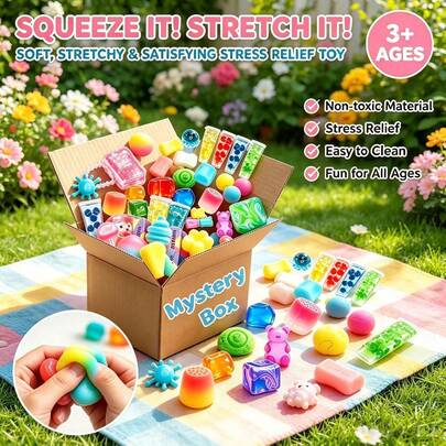 2026 New Mystery Gift Box - Food & Jellyfish Shaped Soft Candy Dolls, Swirl Plush Stress Balls And 100+ Other Doll Blind Boxes (Random 1pc), Sensory Toys For Anxiety And ADHD, Perfect Party Gift, Mystery Box, Squishy, Time-Wasting Doll, Stress Relief, Squeeze Doll, TPR Material, Party Favor, Suitable For Children 3 Years And Above, ASMR Sound, Glitter Soft Doll