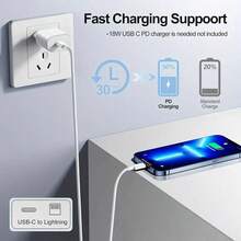 Cable de carga rápida compatible con iPhone, cable USB C a Lightning, puerto tipo C compatible con carga rápida compatible con iPhone, cable de carga compatible con iPhone 14 Pro/14/13 Pro/12 Pro Max/12 Mini/11 Pro/Xs/Xr/, carga rápida Lightning tipo C, carga rápida Lightning PD, cable USB de carga rápida original compatible con iPhone 11 12 13 14 Pro Max, línea de datos compatible con iPhone 7 8 Plus SE XR, cargador USB de pared para iPod - Blanco - Ver 9