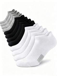 5/10 Pairs Men's Spring/Autumn/Summer Black & White Outdoor Sports Short Socks 1/20/Pairs - Multicolor - View 1