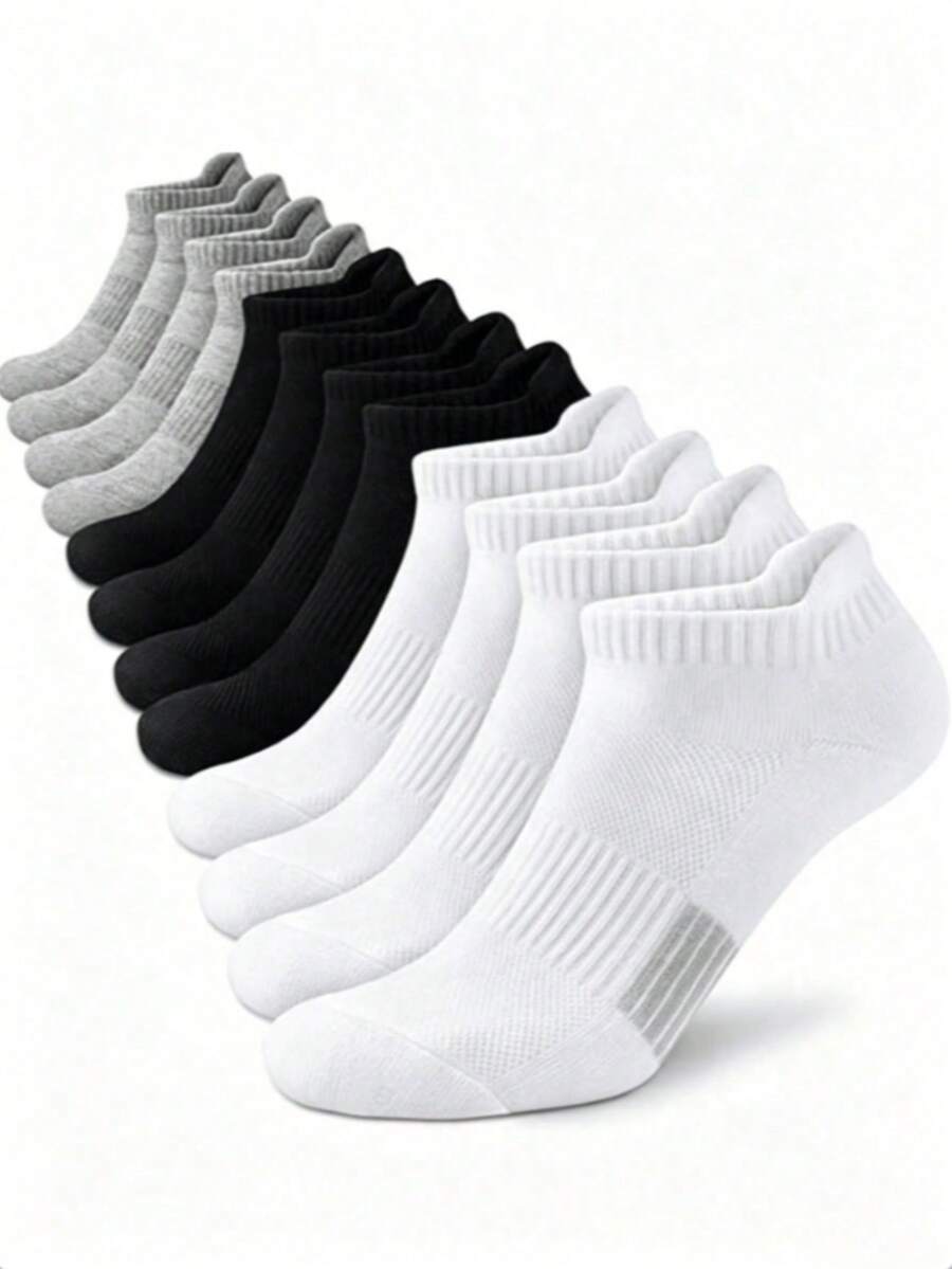 5/10 Pairs Men's Spring/Autumn/Summer Black & White Outdoor Sports Short Socks 1/20/Pairs - Multicolor - View 1