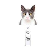 1pc/2pcs/3pcs Acrylic Cat Expression Retractable Rotating Badge Reel Doctor Nurse Keychain ID Holder - Multicolor B - View 21