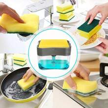 All-In-One Press-Type Dish Soap Dispenser With Sponge Holder, Minimalist Black & White Matte Transparent Plastic Kitchen Soap Dispenser, Sink Countertop Storage Box, Suitable For Homeowners And Kitchen Organization Enthusiasts - Dish Soap Dispenser - View 4