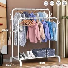 Ultimate Heavy Duty Metal Double Clothes Rail Storage Rack: A Stylish Solution For Hanging Garments, Shoes, Hats & Bags! - White - View 5