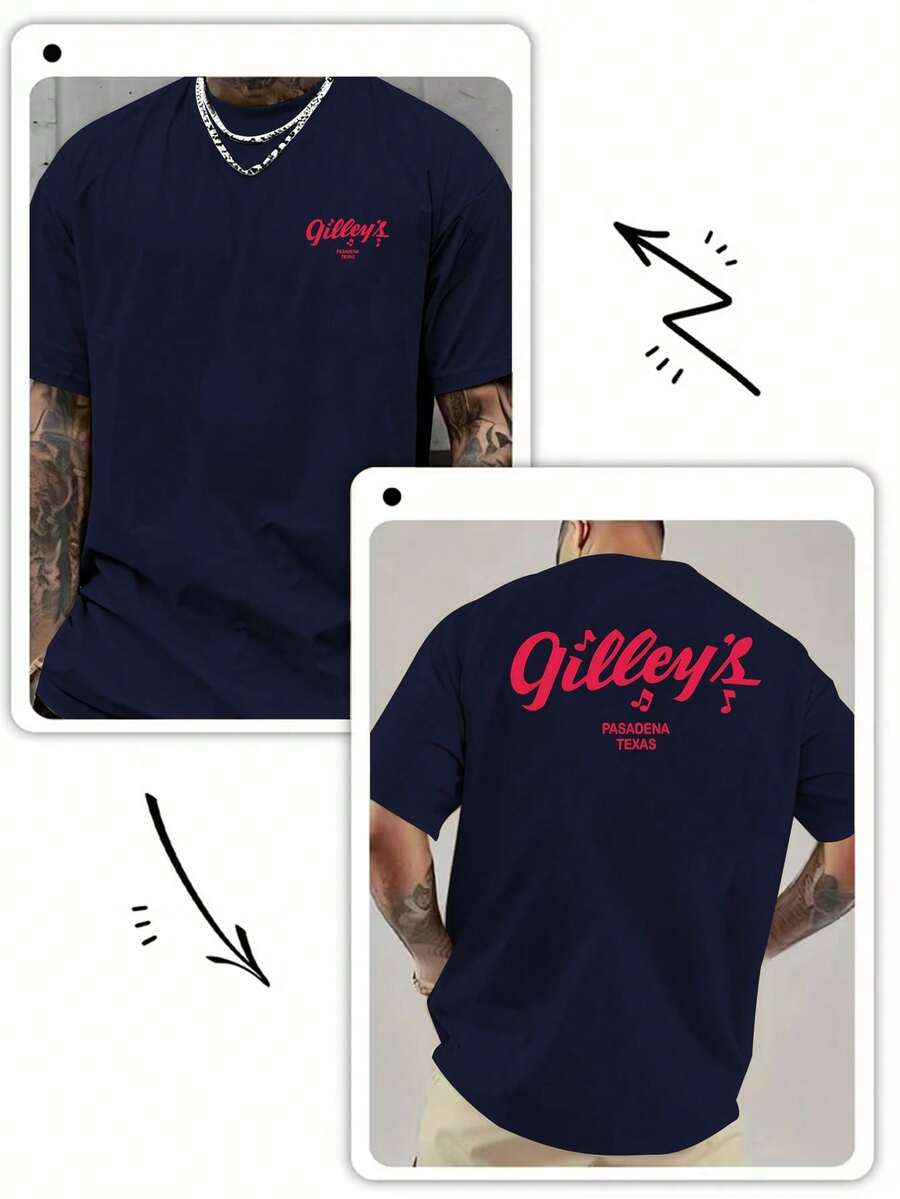 Camiseta de hombre Gilley's Pasadena Texas, estampada por ambos lados, estilo country americano, personalizada y de corte holgado. - Blanco - Ver 1
