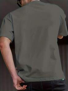 Men's Short-Sleeved T-Shirt, Summer, Comfortable, Made Of Micro-Elastic Polyester Fabric, Fashionable, Casual, Versatile, With Popular Print And Round Neck. - 灰色 - 查看 2