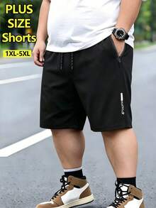 Plus Size Men's Summer Casual 9-Inch Shorts, Lightweight Quick-Dry Cool, With Zipper Pockets And Drawstring, Plus Size Men's First Choice - Black - View 1
