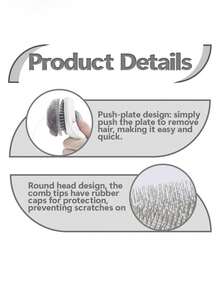 Pet Self-Cleaning Slicker Brush, One-Click Hair Removal Comb, Stainless Steel Ball-Tip Grooming Brush, Non-Slip Handle, Dog And Cat Deshedding Tool - Multicolor - View 7