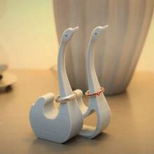 [Swan Love] 3D Printed Swan-Shaped Ring Holder, Romantic Gift For Wedding Anniversary, Jewelry Display Stand, Proposal Ring Storage Rack, Decorative Item For Dressing Table, Creative Gift For Girlfriend Or Bride - Swan Storage Rack - View 1