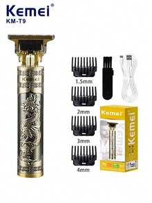 Kemei KM-T9 Electric Hair Clipper, Hair Trimmer, Electric Razor For Hair Carving, Bald Head Shaving, Fast Charging, Portable, Multi-Functional Home Electric Hair Clipper, New Professional Hairdressing Tool, 1pc - Bronze - View 11