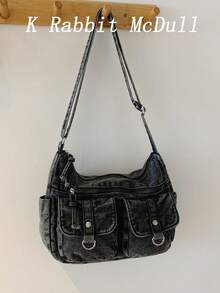 New Chic Casual Shoulder Bag Made Of Soft, Multi-Layered Denim With Multiple Pockets, Versatile, Suitable For Work, Shopping And Travel. - Orange - View 1