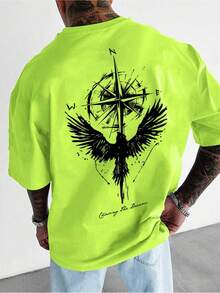 Camiseta de manga corta para hombre, altamente elástica, de algodón puro, corte ajustado, versátil, clásica, de cuello redondo, holgada y a la moda, estilo coreano. - Verde - Ver 8