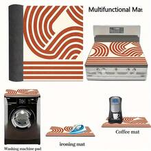 1pc 2D Red Line Bohemian Kitchen Countertop Mat, Diatomaceous Earth Material, Highly Absorbent, Suitable For Tableware, Coffee Machine, Microwave, Etc. Fashionable Watercolor Design, Ideal Choice For Modern Kitchen. - Multicolor - View 8