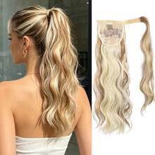 Synthetic Ponytail Extension, 18" Wrap Around Ponytail Hair Extensions Wavy Curly Clip In Pony Tails Hairpieces For Women, Halloween - Multicolor - View 9
