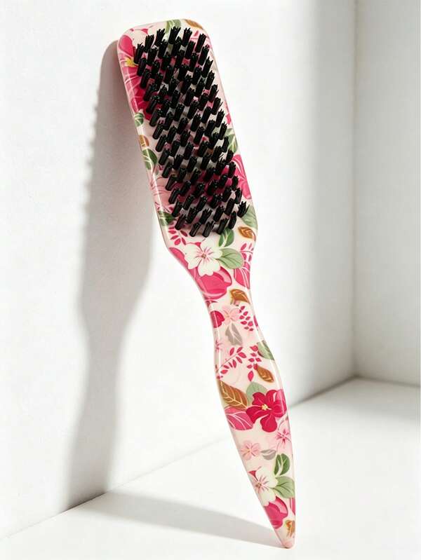 Floral Print Teasing Brush Wide Pointed Tail Smooth Styling Hair Brush For Sleek Ponytail Bun Tame Flyaways Edge Control Hair Sectioning Comb Salon Barber Travel Hair Accessory
