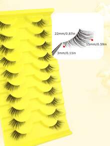 10 Pairs Natural Fox Eye Cat Fur 3D Fluffy Curly Tail Extension Invisible Transparent Band Comfortable Lightweight False Eyelashes For Beginners - 查看 8