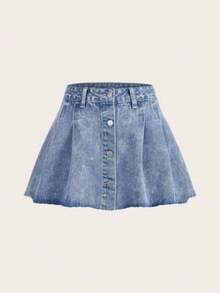 Women Denim Skirts - Medium Wash Blue - View 1
