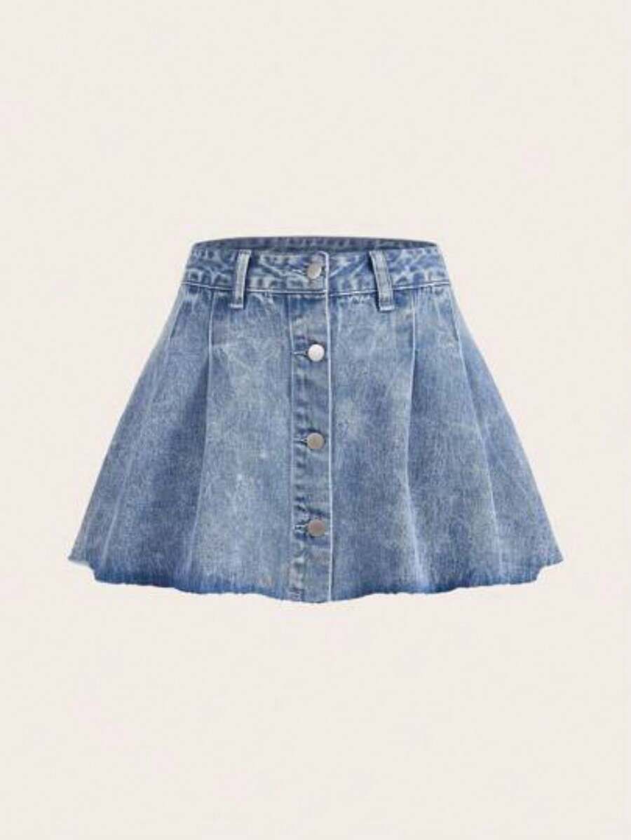Women Denim Skirts - Medium Wash Blue - View 1