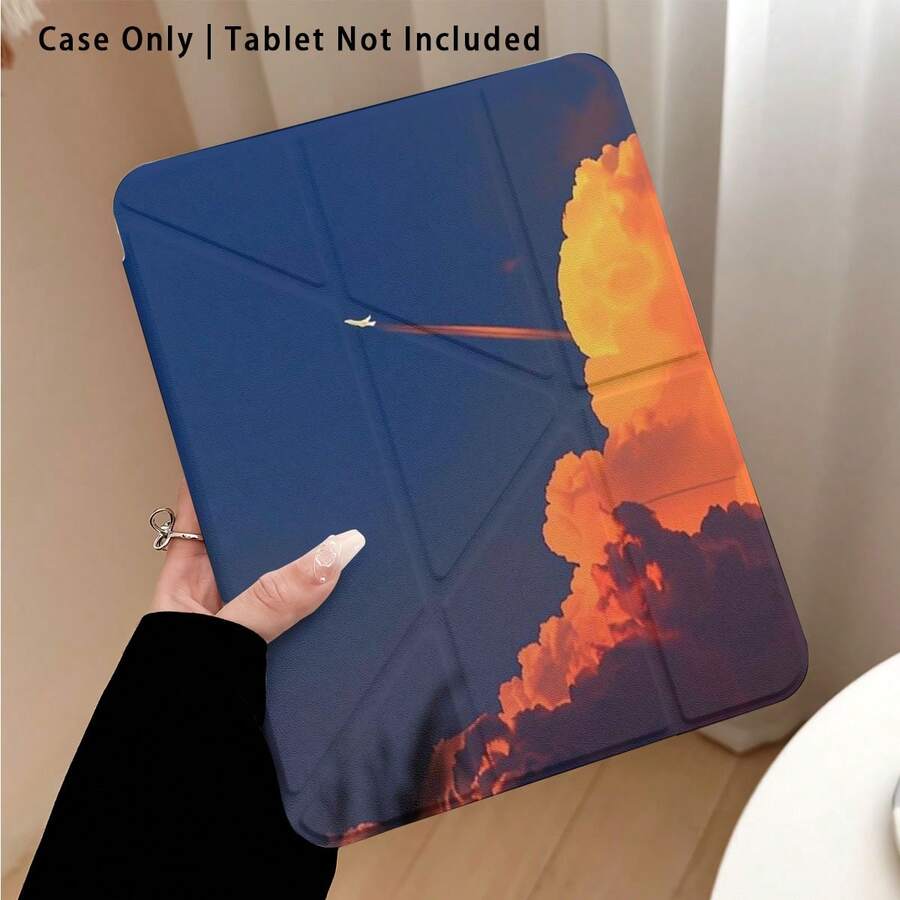 飛機與雲朵圖案彩繪效果平板保護殼附支架,適用於 Honor 8/9/10/X8/X8A/X9/X8Pro/X9Pro、MatePad SE 11 吋/MatePad 11 吋/11.5 吋、MatePad Pro、Apple 10代/11代 2025 (A16)、Galaxy Tab A7/A9 及其他熱門機型 - 款式21 - 查看 1