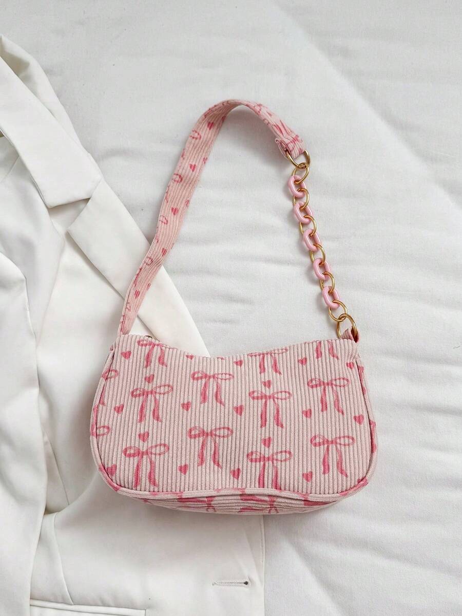 Minimalist Light Gray Corduroy Hobo Underarm Bag, Single Handle Handbag For Women, Soft Accessory For Casual And Office Look - 咖啡 - 查看 1