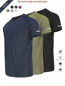 Camiseta deportiva reflectante, transpirable y de secado rápido, manga corta y cuello redondo, camiseta atlética ligera para hombre, ideal para actividades al aire libre, ropa de gimnasio y entrenamiento, top de gimnasio, ropa para exteriores - Negro - Rojo - Plateado - Ver 10