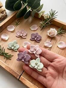 Orchid Polymer Clay Cutters, Delicate Orchid Petal Shapes For Nature-Inspired Handmade Earring Craft Supplies - Pink - View 3