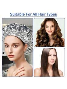 10/20/50pcs Aluminum Foil Shower Cap, Chef Hat, Disposable Elastic Cap, Adult Kitchen Oil-Proof Cap, Waterproof Cap, Bathroom Hair Drying Cap, Elastic Adjustable, Suitable For Face Washing, Hair Drying, Makeup, Cooking, Shampooing - Silver - View 7